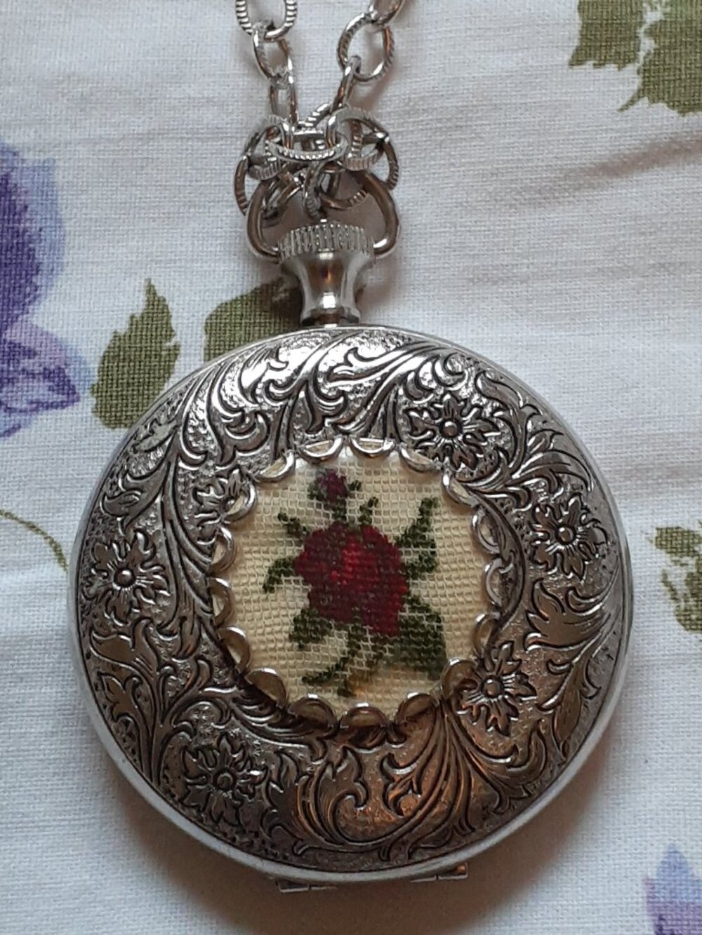 Needlepoint Locket Necklace